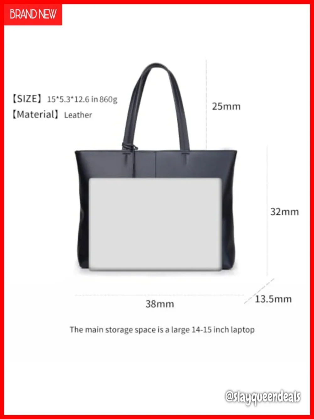 Leather Large Capacity Tote Bag for Men Business Briefcase Shoulder Bag with